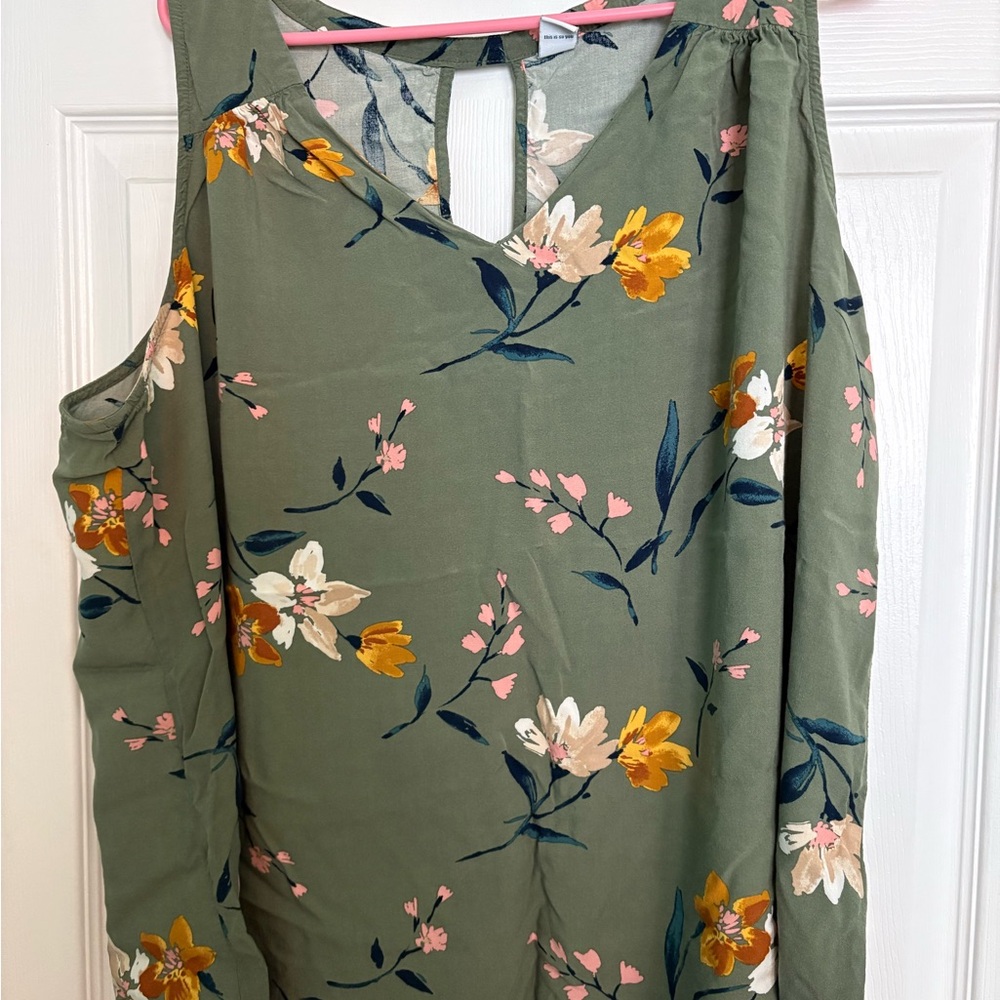 Floral Green Sleeveless Top